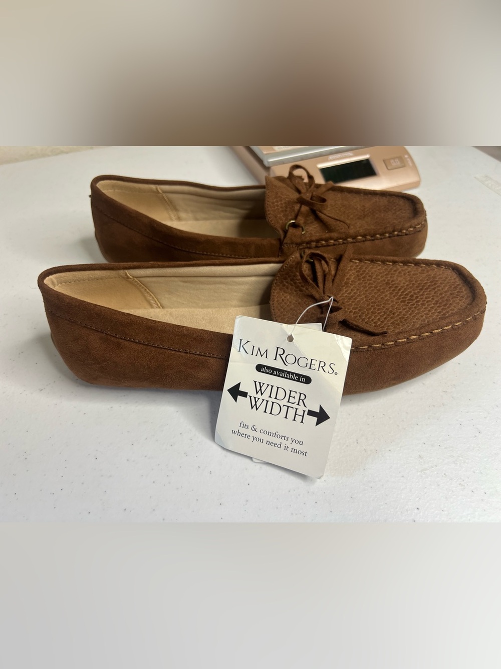 Kim Rogers Women’s brown suede Loafer flats Shoes 9 bow Comfort Casual NWT